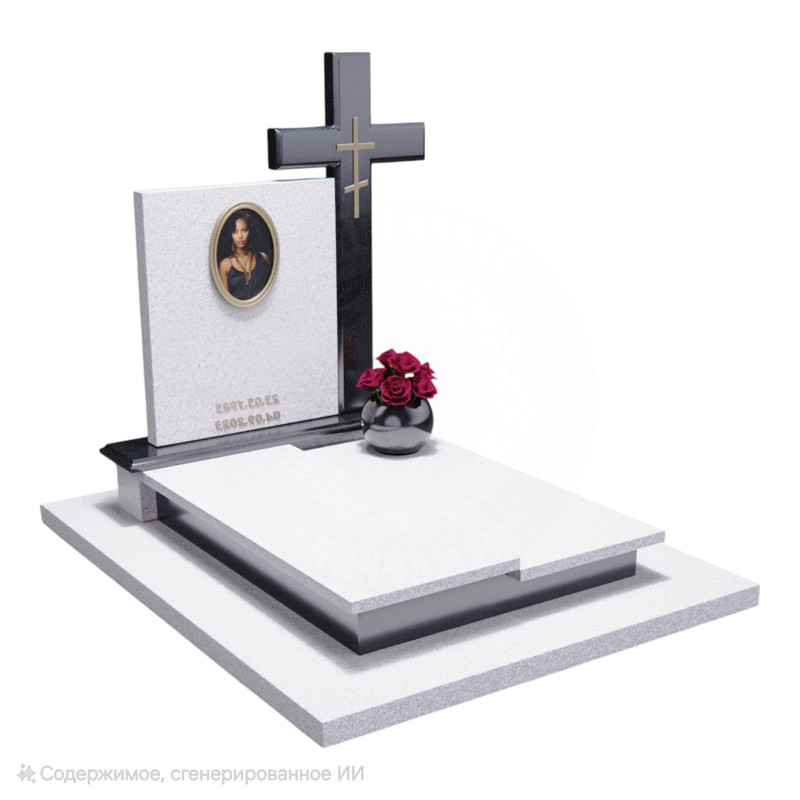 Комбинированный памятник из гранита МК59 с крестом
