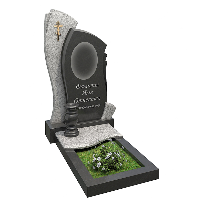 Комбинированный памятник из гранита GM39 с вазой