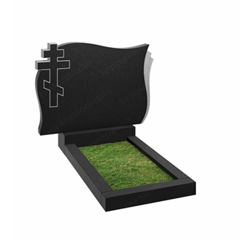 Памятник на двоих из гранита габбро Карелия S64 резной