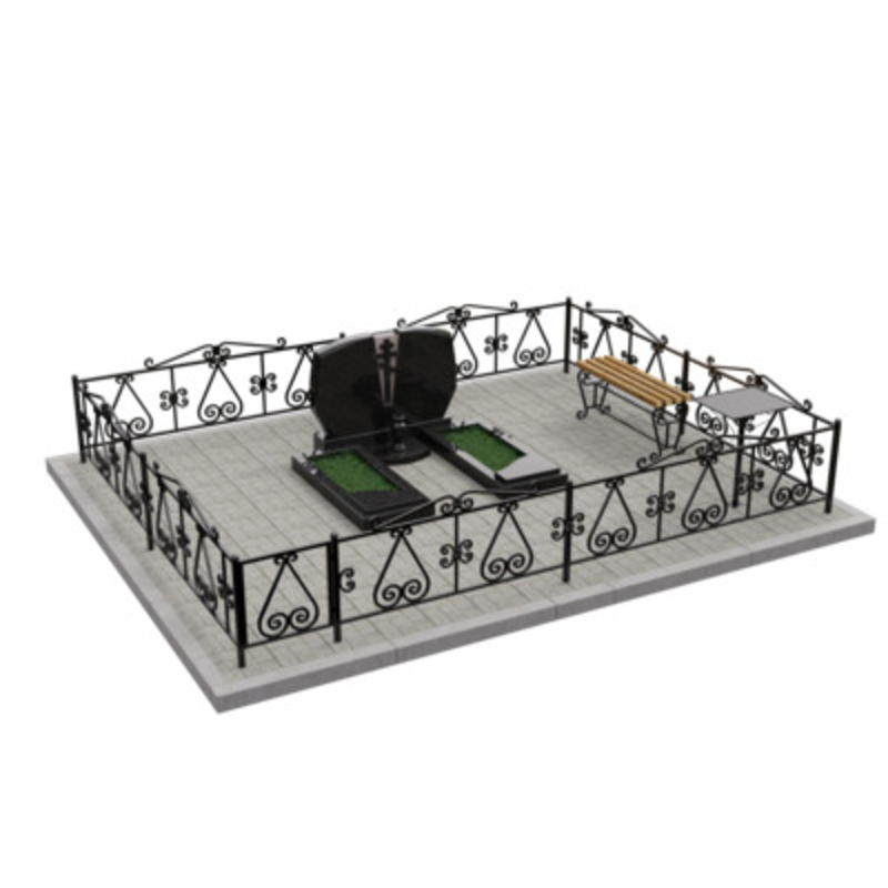 Мемориальный комплекс с тротуарной плиткой и бордюром BL01