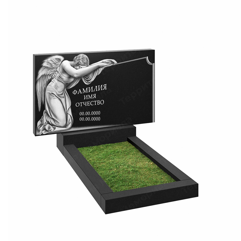 Памятник на двоих из гранита габбро Карелия SG290 с гравировкой ангела